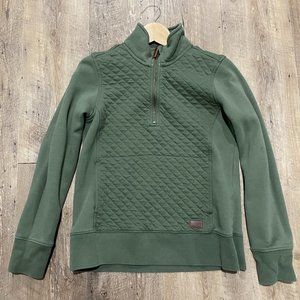 LL Bean Quarter Zip Pullover olive green XS Petite